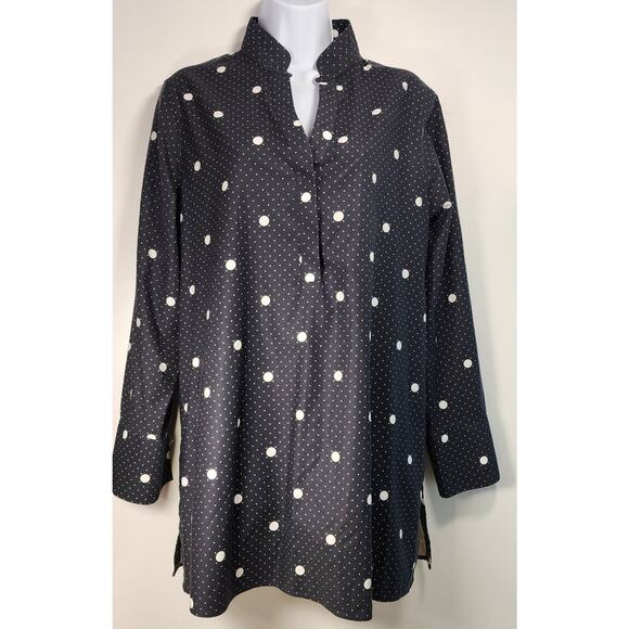 Chico's Tops - Chico’s No Iron Polka Dot Tunic Top Black White Size 2.5 (14)